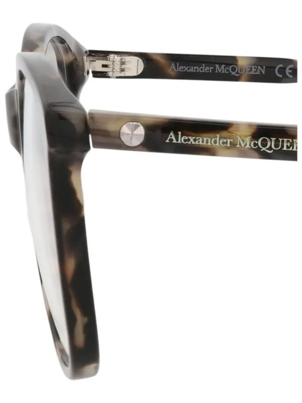 New Alexander McQueen Mens Square/Rectangle Havana Havana Transparent Fashion De